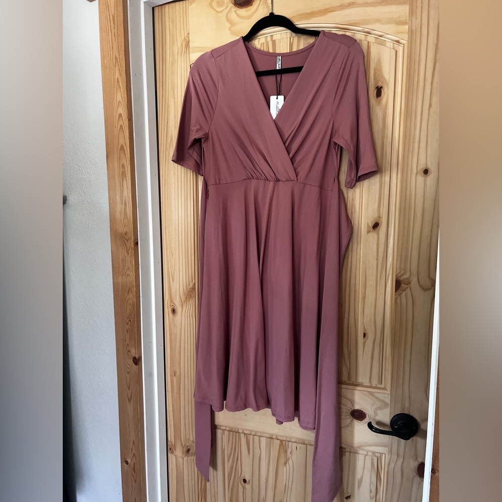 Mother Bee Maternity Dusty Rose Midi Dress